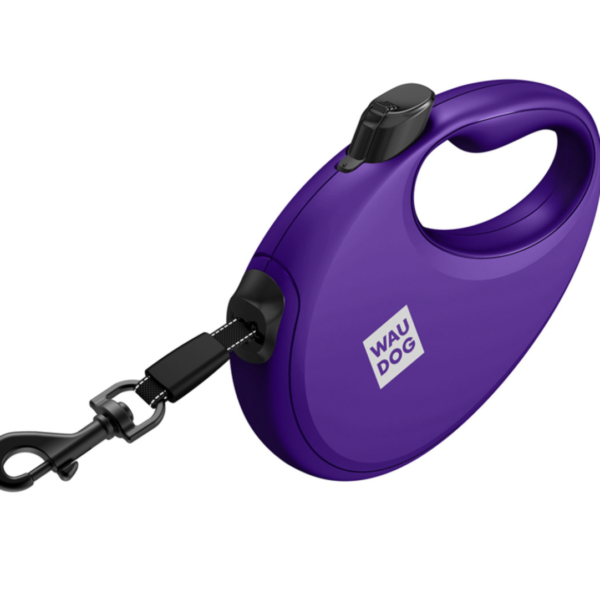 WAUDOG R-LEASH SMYCZ AUTOMATYCZNA DLA PSÓW Z POJEMNIKIEM NA PACZKI, TAŚMA ODBLASKOWA, S, DO 12 KG, 5 M, FIOLETOWY